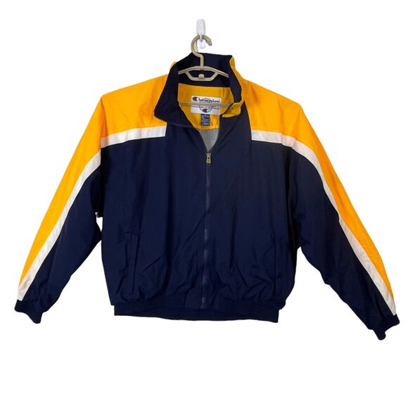 Colorblock Windbreaker VINTAGE 1990s Men's CHAMPION Navy Blue Yellow Sz XL